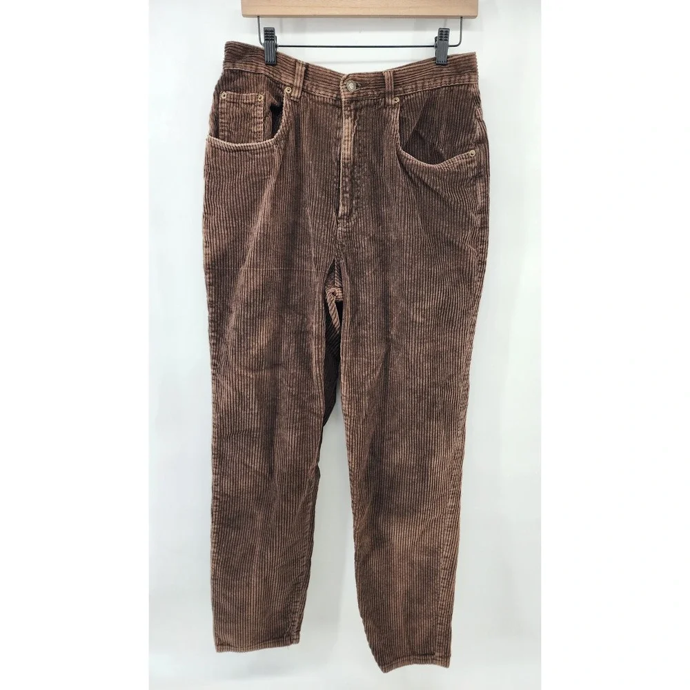 Vintage Express Brown Corduroy High Rise Tapered Leg Pant 13/14 R Dark Academia